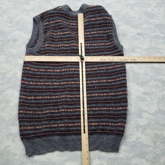 Northern Isles Vest Mens Large Gray Red Striped Button Up 100% Wool Grandpa Core - Picture 9 of 12
